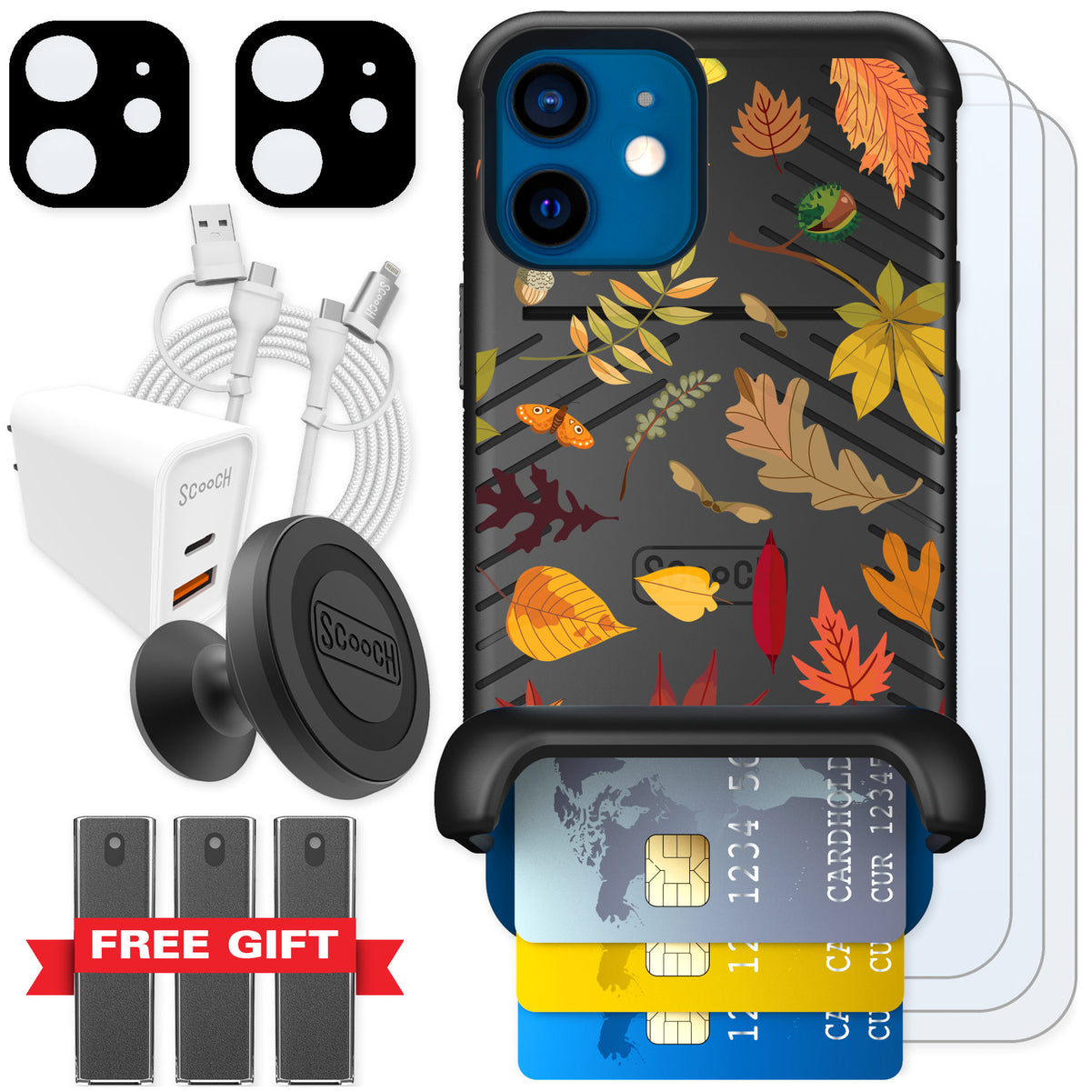 Scooch Wingmate Autumn Leaves for iPhone 12 mini — Ultimate Bundle
