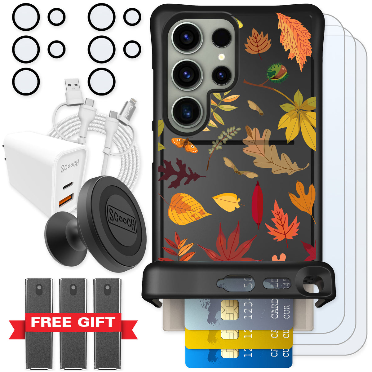 Scooch Wingmate Autumn Leaves for Galaxy S24 Ultra — Ultimate Bundle