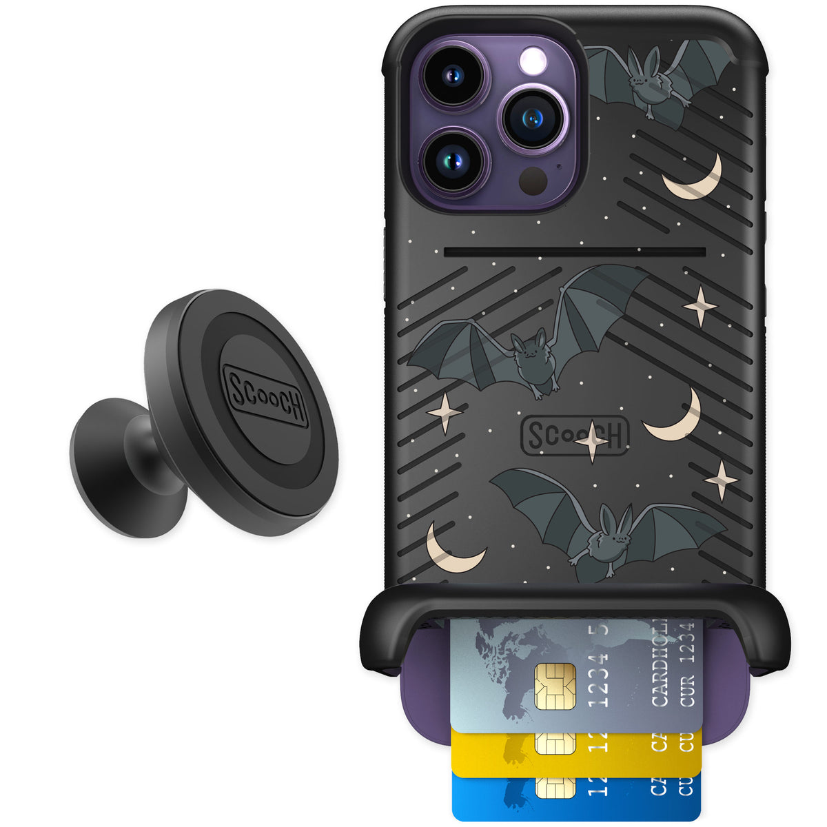 Scooch Wingmate Batty Skies for iPhone 14 Pro Max — Starter Bundle