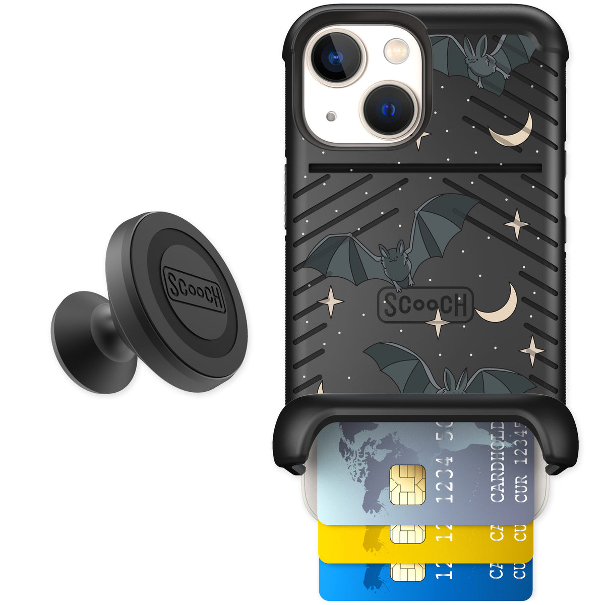 Scooch Wingmate Batty Skies for iPhone 13 mini — Starter Bundle