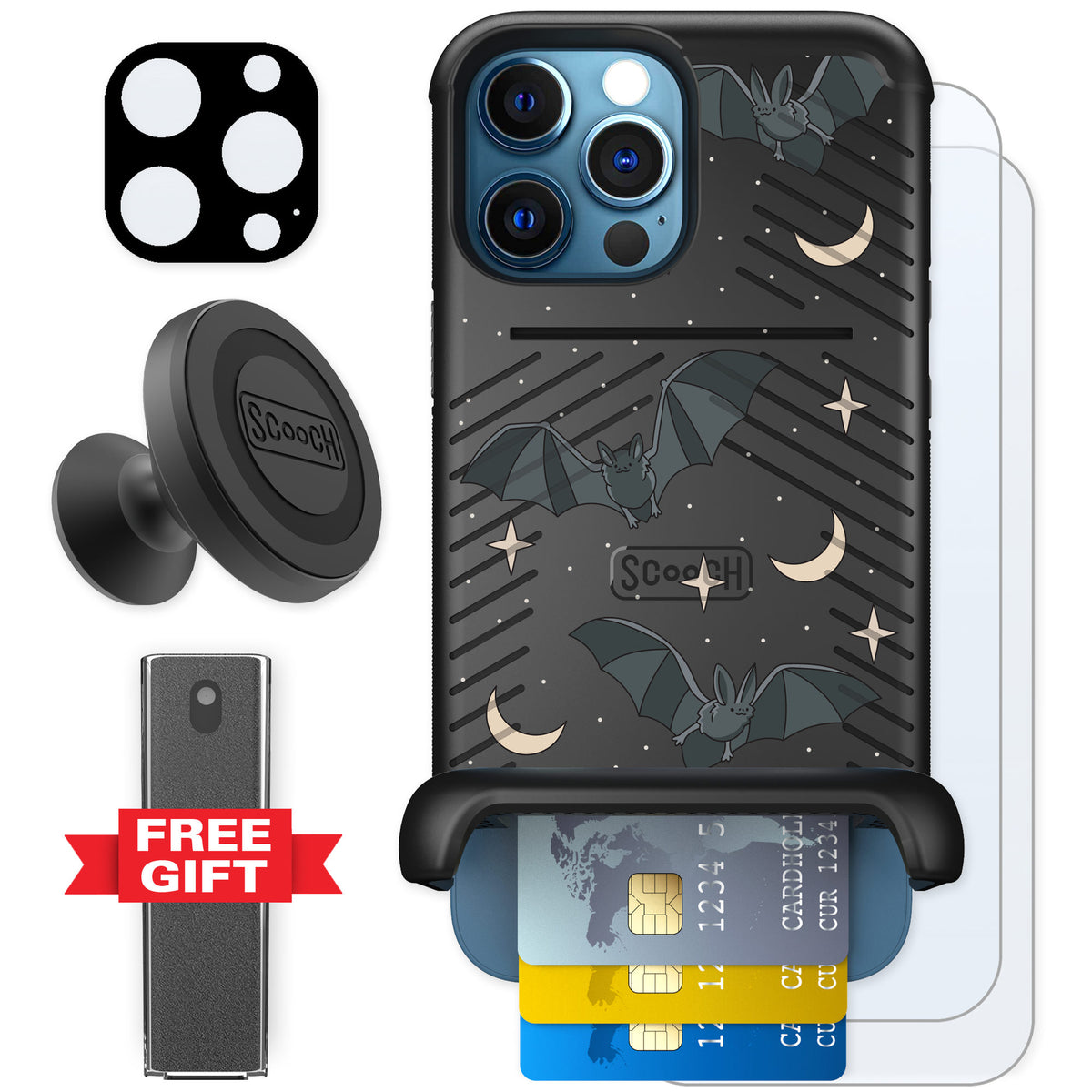 Scooch Wingmate Batty Skies for iPhone 12 Pro Max — Defender Bundle