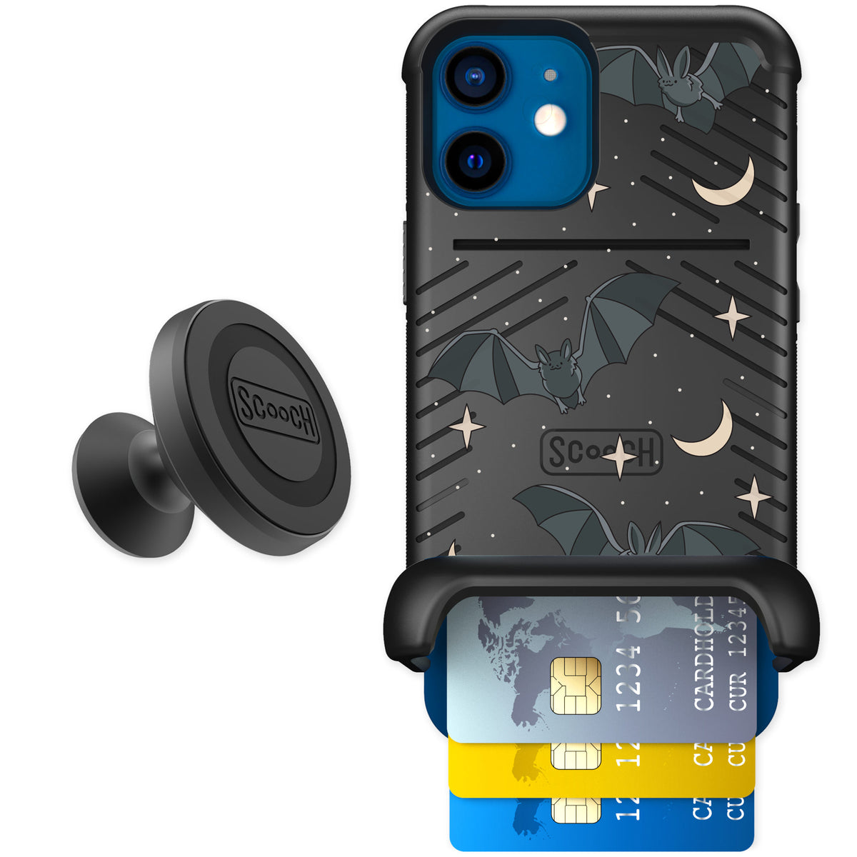 Scooch Wingmate Batty Skies for iPhone 12 mini — Starter Bundle