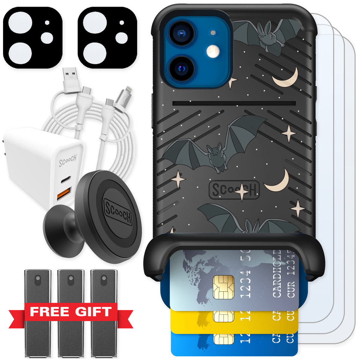 Scooch Wingmate Batty Skies for iPhone 12 mini — Ultimate Bundle