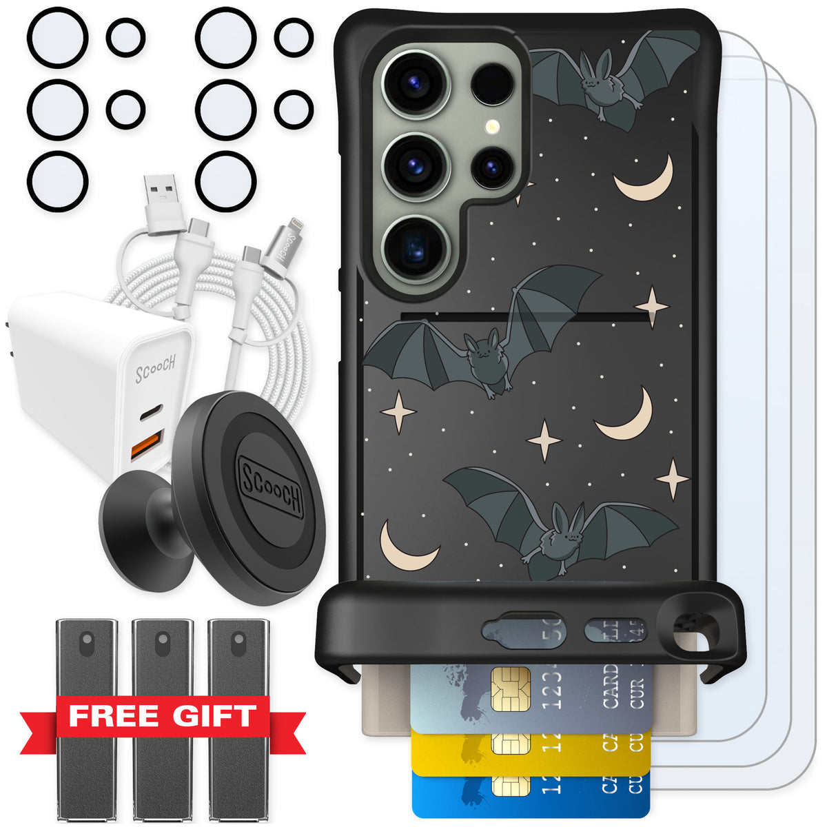Scooch Wingmate Batty Skies for Galaxy S24 Ultra — Ultimate Bundle