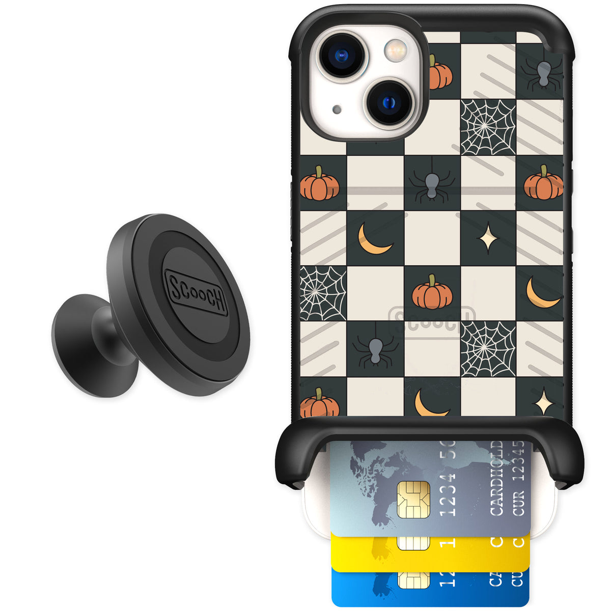 Scooch Wingmate Spooky Squares for iPhone 13 — Starter Bundle
