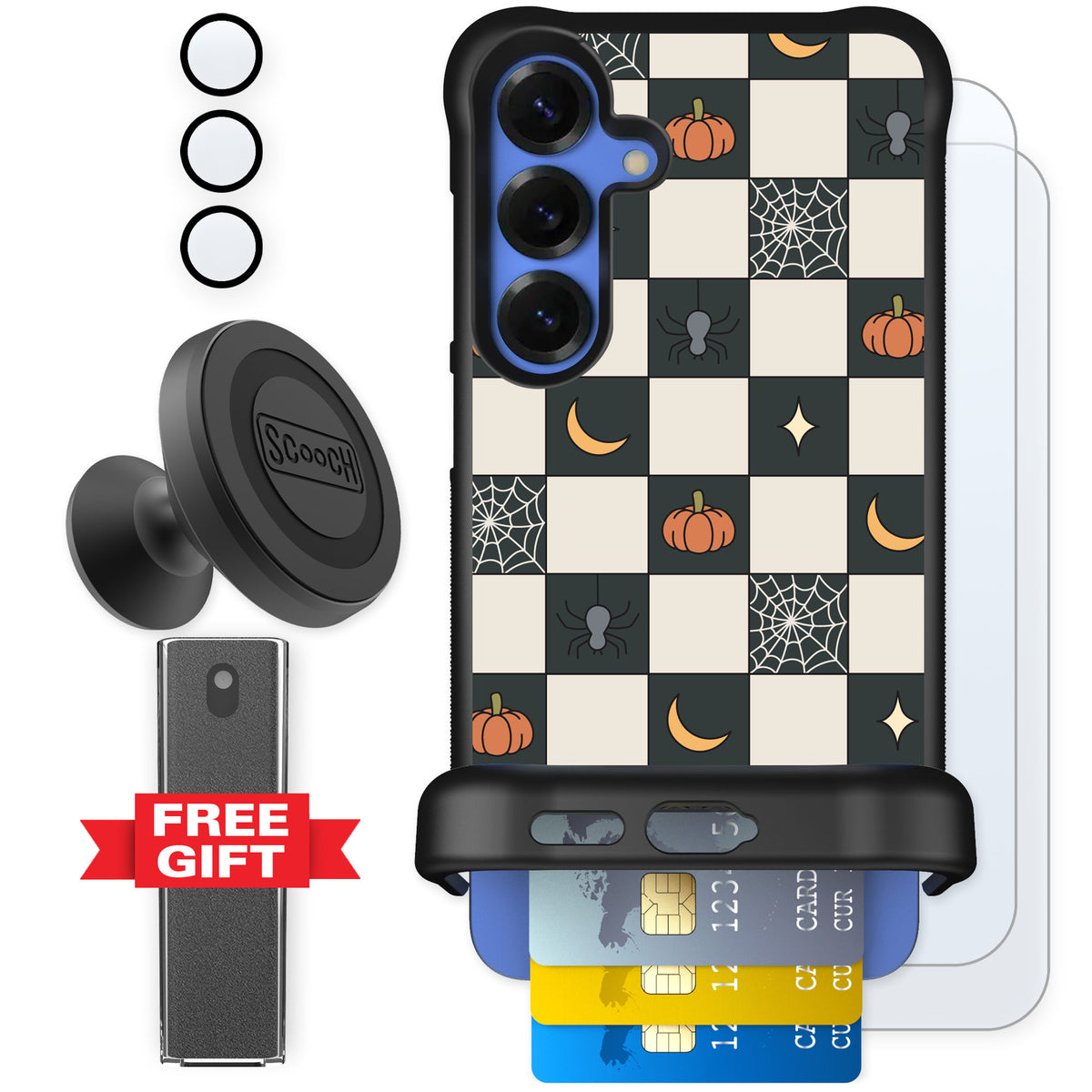 Scooch Wingmate Spooky Squares for Galaxy S25+ — Defender Bundle