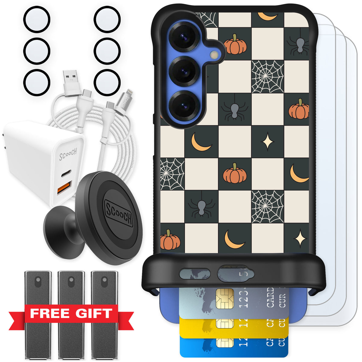 Scooch Wingmate Spooky Squares for Galaxy S25+ — Ultimate Bundle