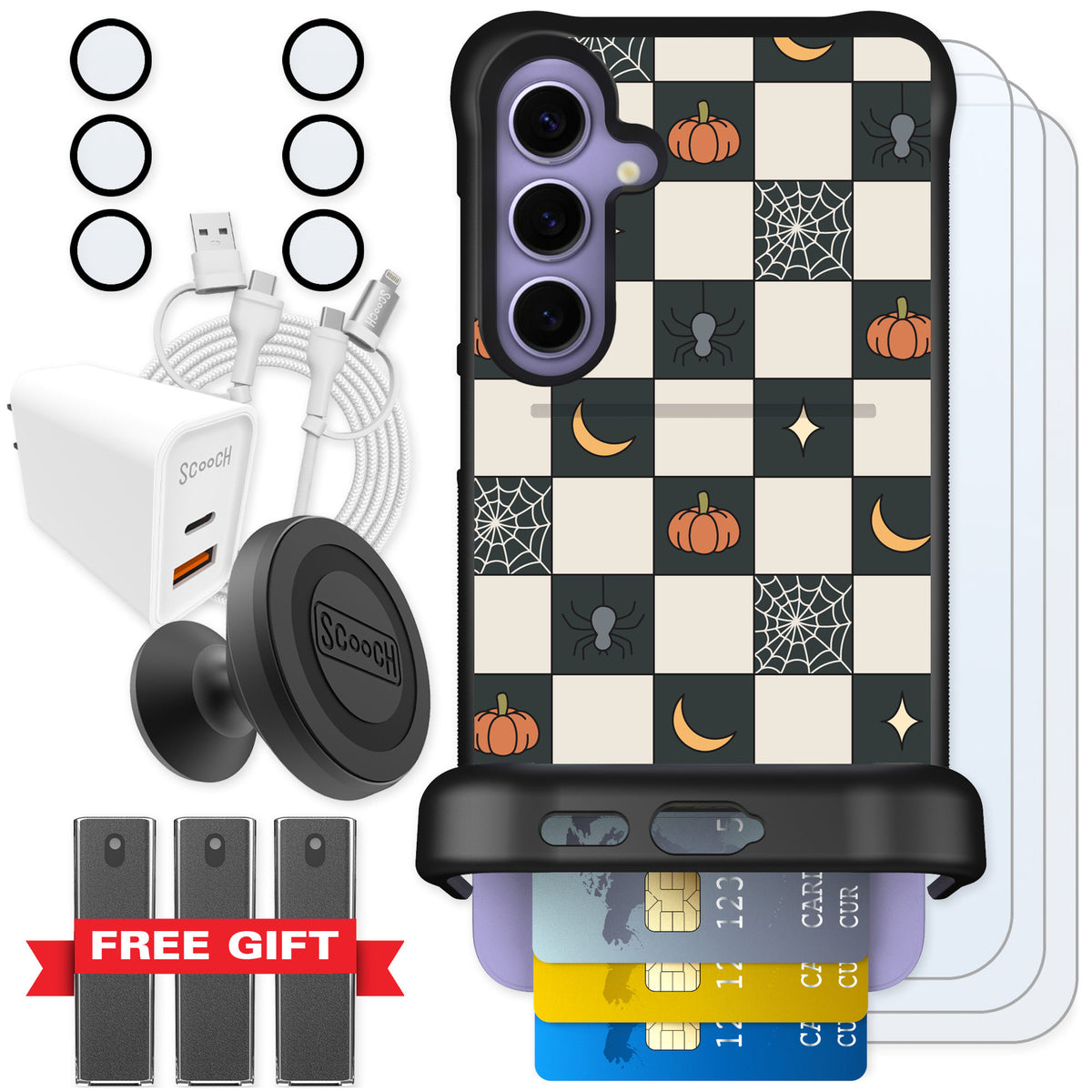 Scooch Wingmate Spooky Squares for Galaxy S24+ — Ultimate Bundle