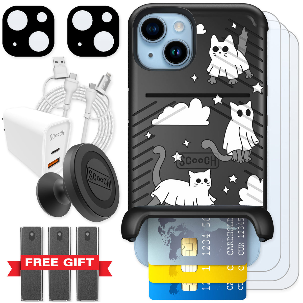 Scooch Wingmate Scaredy Cats for iPhone 14 — Ultimate Bundle