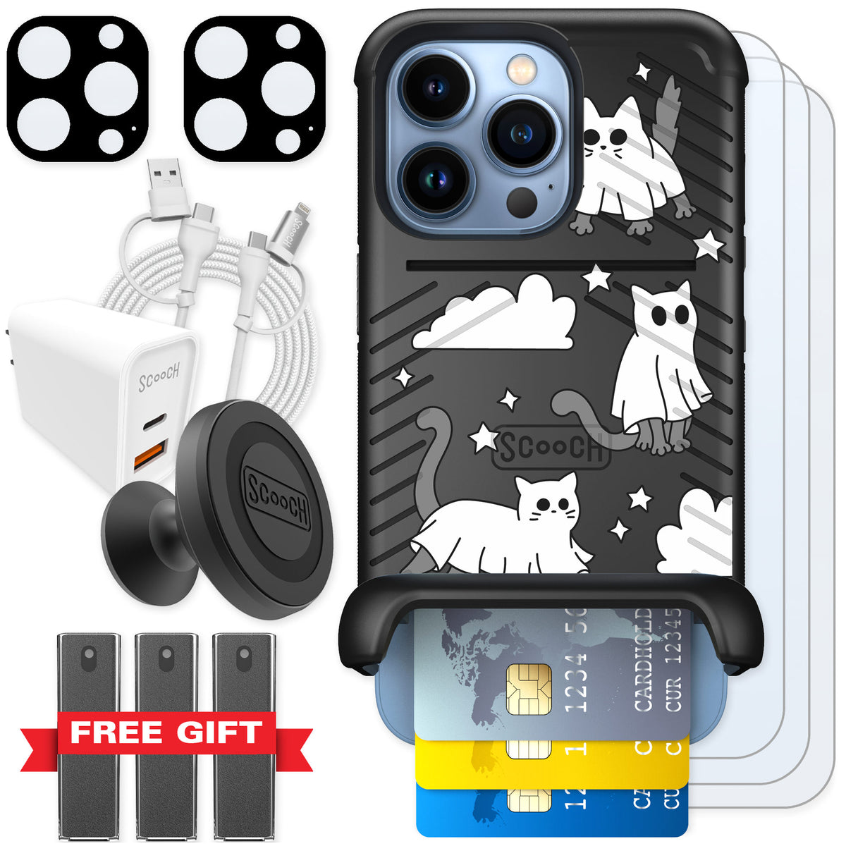 Scooch Wingmate Scaredy Cats for iPhone 13 Pro — Ultimate Bundle