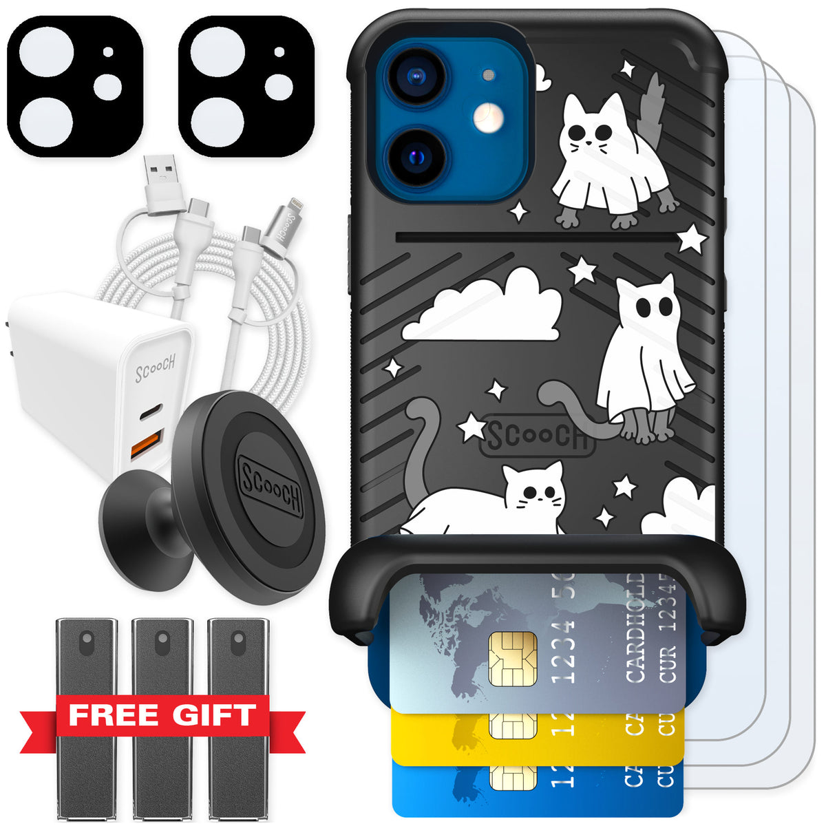 Scooch Wingmate Scaredy Cats for iPhone 12 mini — Ultimate Bundle