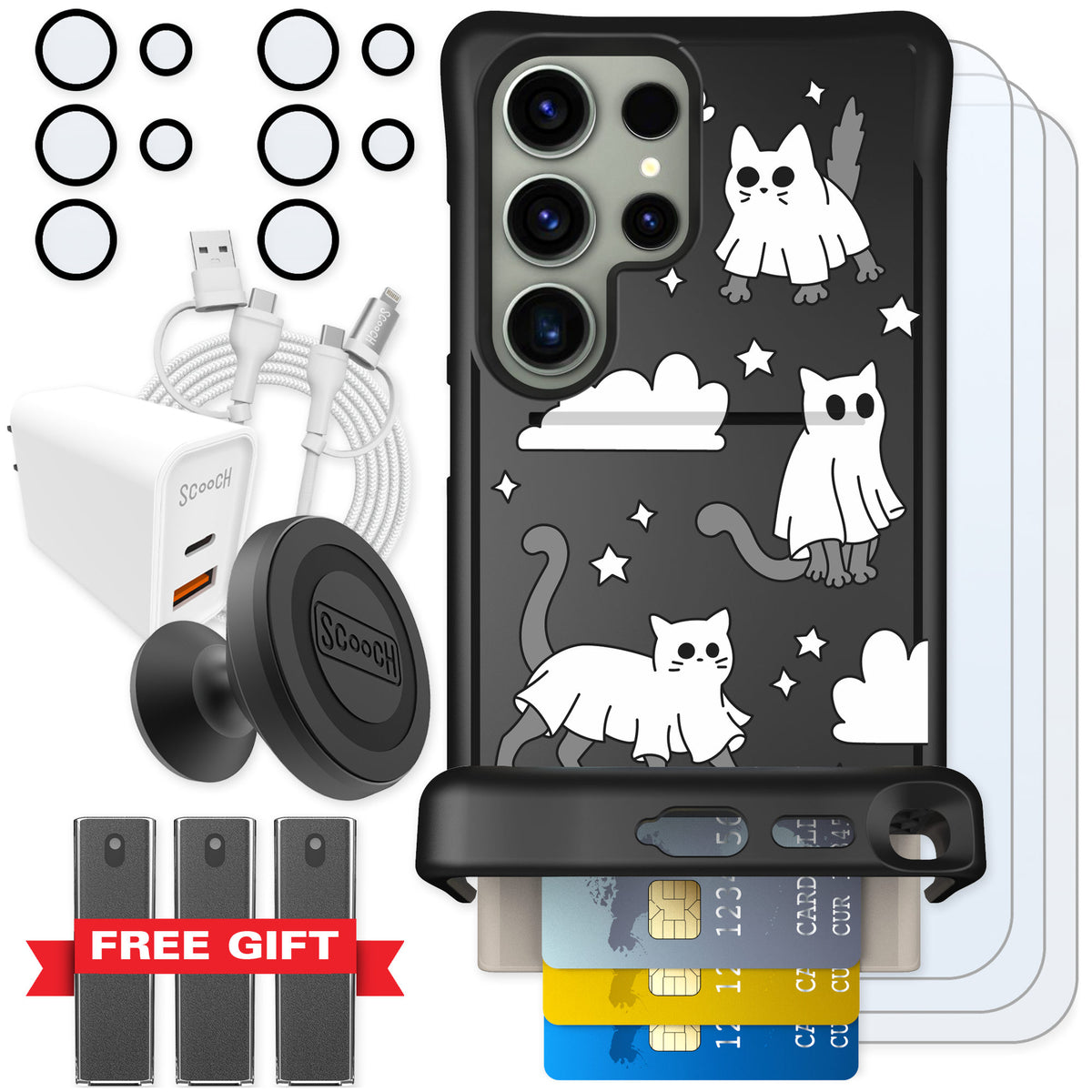 Scooch Wingmate Scaredy Cats for Galaxy S24 Ultra — Ultimate Bundle