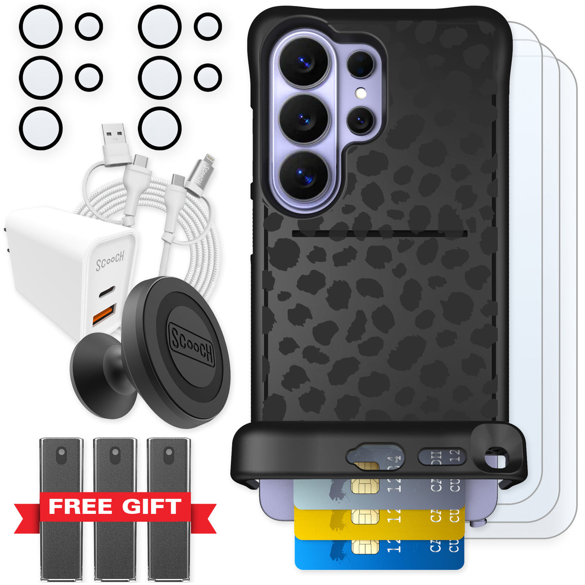 Scooch Wingmate Black Leopard for Galaxy S26 Ultra — Ultimate Bundle