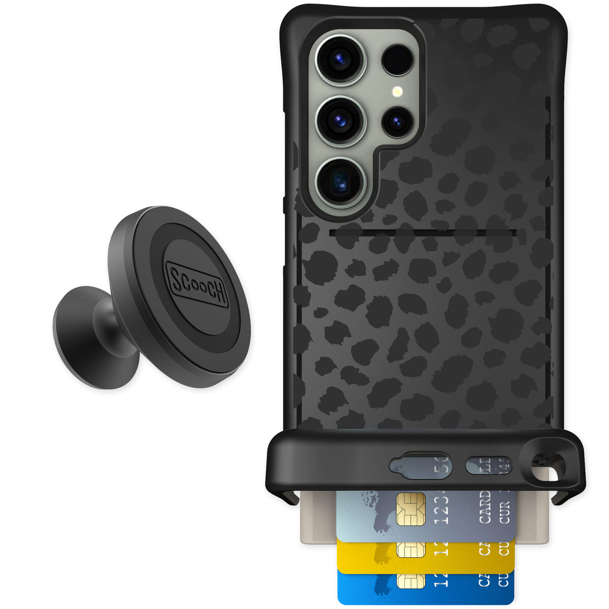 Scooch Wingmate Black Leopard for Galaxy S24 Ultra — Starter Bundle