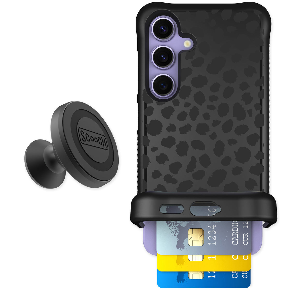 Scooch Wingmate Black Leopard for Galaxy S24 — Starter Bundle