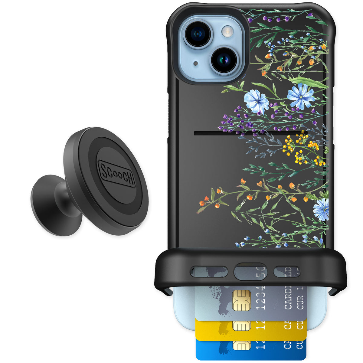 Scooch Wingmate Meadow Bloom for iPhone 15 Plus — Starter Bundle