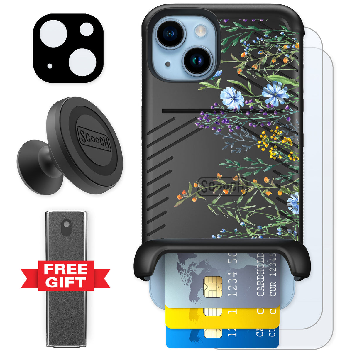 Scooch Wingmate Meadow Bloom for iPhone 14 — Defender Bundle
