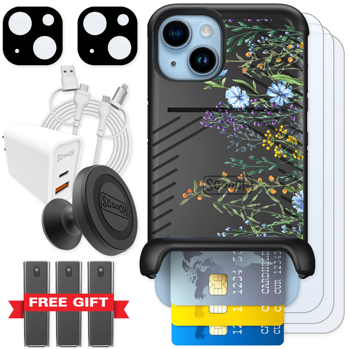 Scooch Wingmate Meadow Bloom for iPhone 14 — Ultimate Bundle