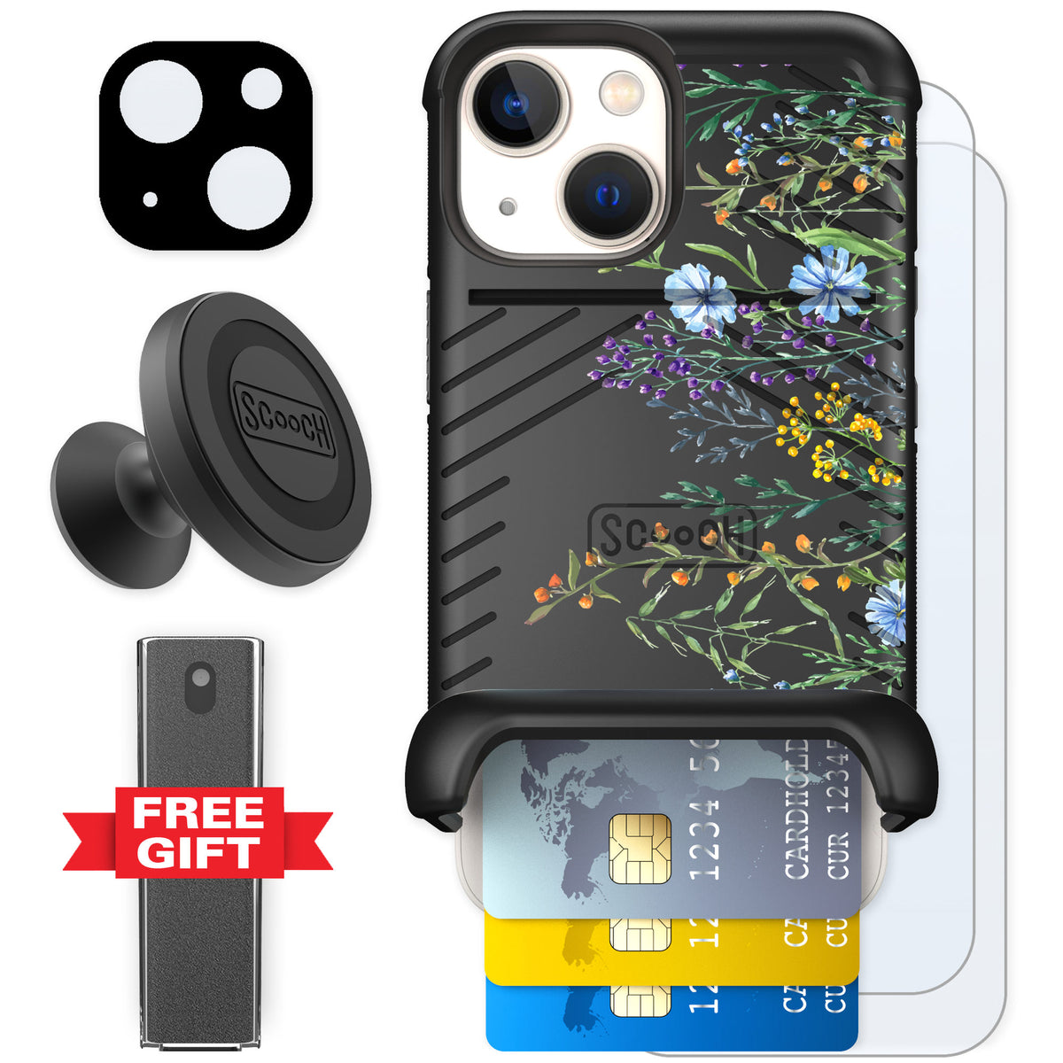 Scooch Wingmate Meadow Bloom for iPhone 13 mini — Defender Bundle