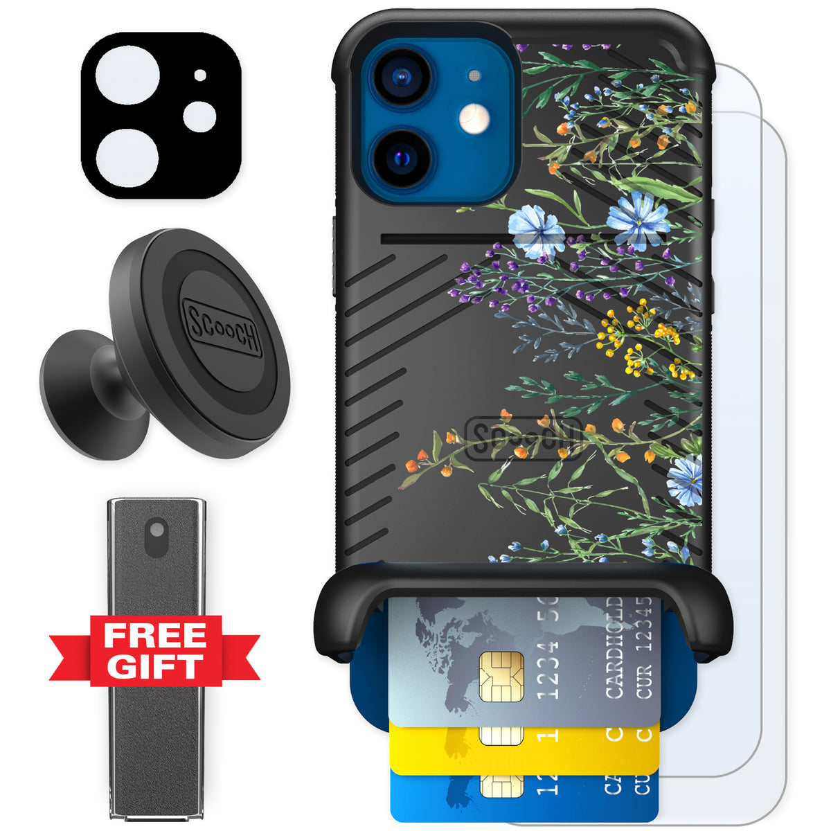 Scooch Wingmate Meadow Bloom for iPhone 12 — Defender Bundle