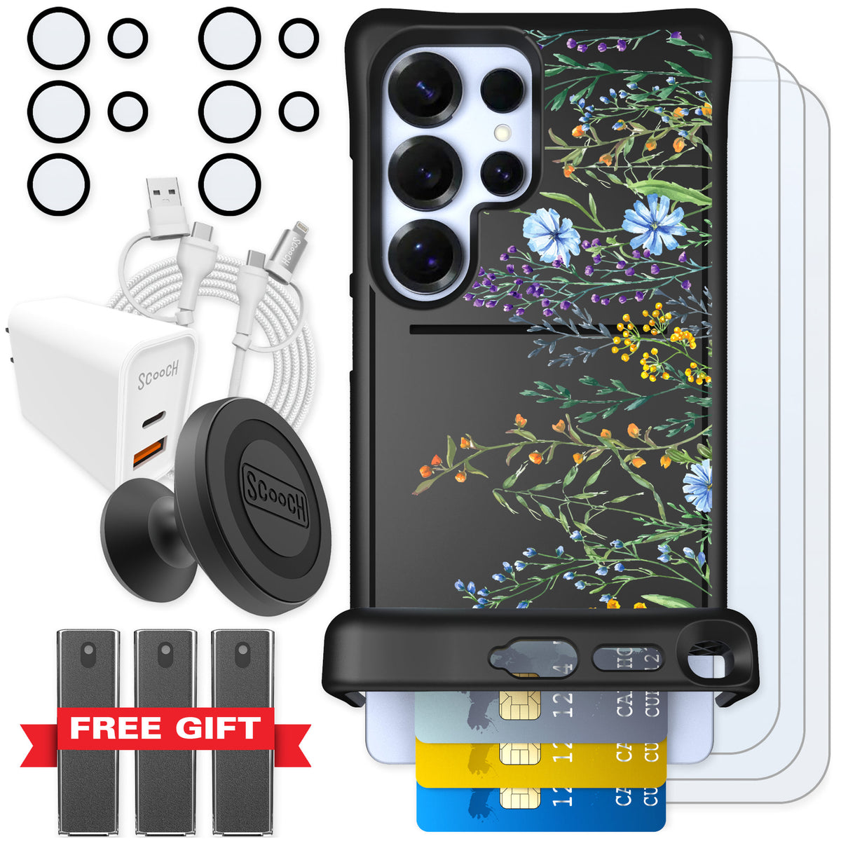 Scooch Wingmate Meadow Bloom for Galaxy S25 Ultra — Ultimate Bundle