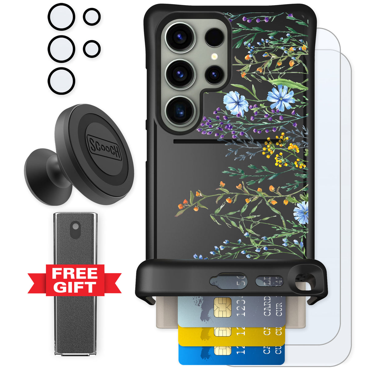 Scooch Wingmate Meadow Bloom for Galaxy S24 Ultra — Defender Bundle