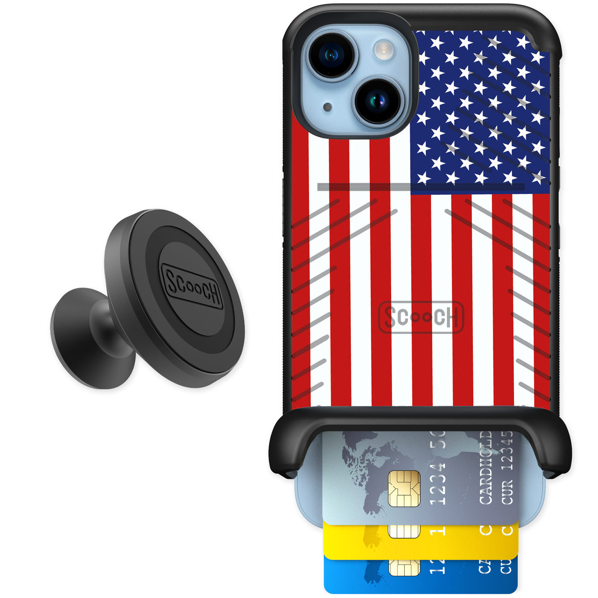 Scooch Wingmate Stars And Stripes for iPhone 14 — Starter Bundle