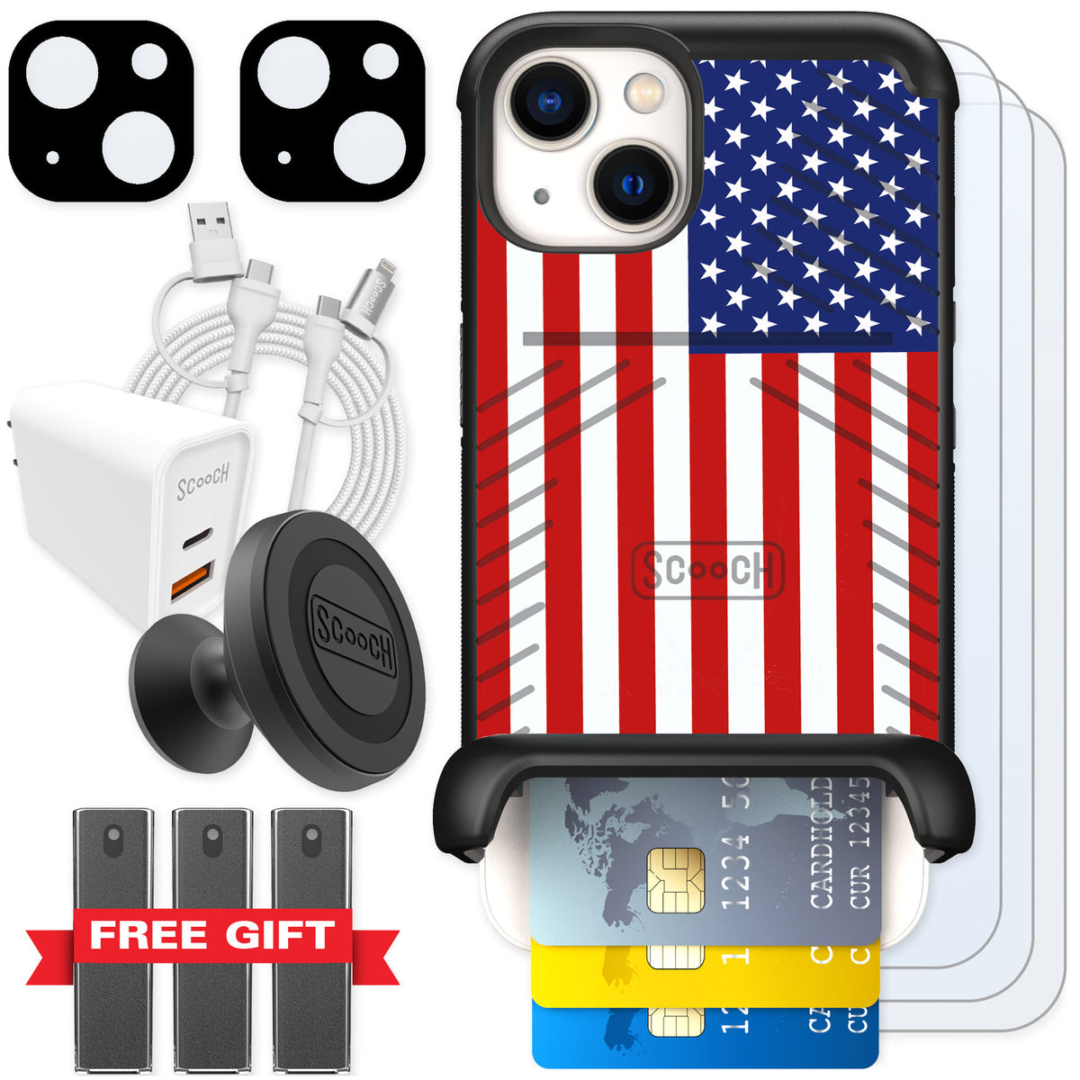 Scooch Wingmate Stars And Stripes for iPhone 13 — Ultimate Bundle