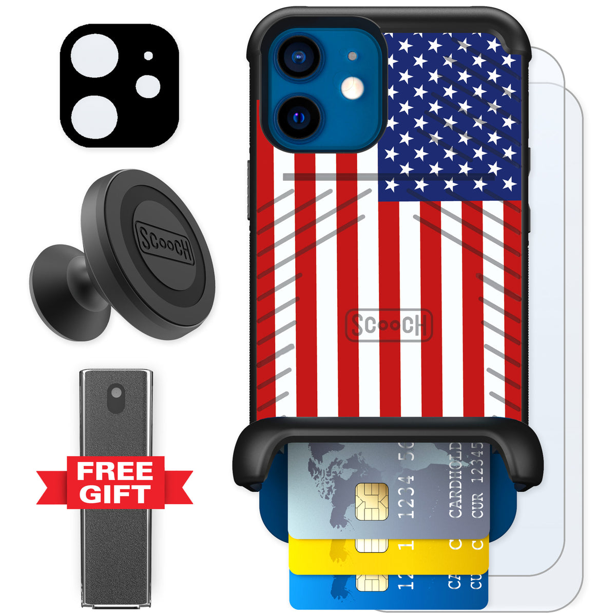 Scooch Wingmate Stars And Stripes for iPhone 12 — Defender Bundle
