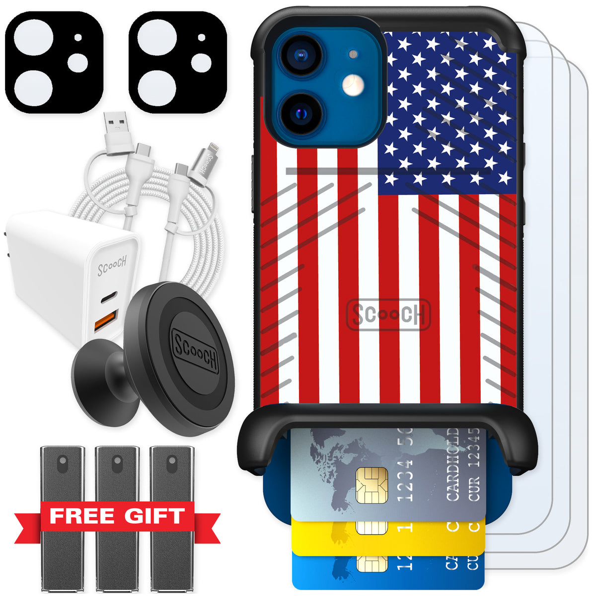 Scooch Wingmate Stars And Stripes for iPhone 12 — Ultimate Bundle