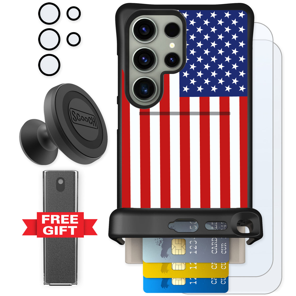Scooch Wingmate Stars And Stripes for Galaxy S24 Ultra — Defender Bundle