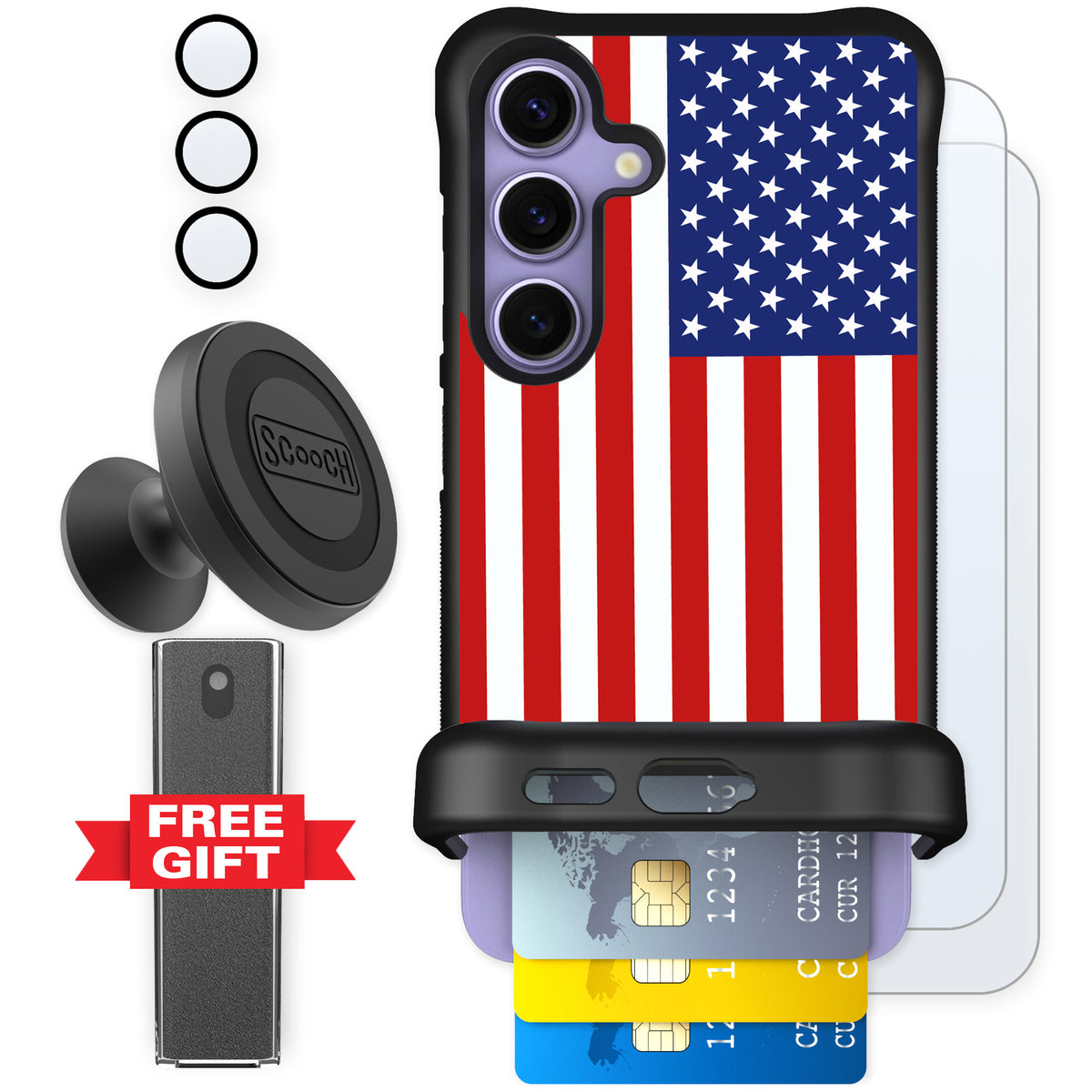 Scooch Wingmate Stars And Stripes for Galaxy S24 — Defender Bundle