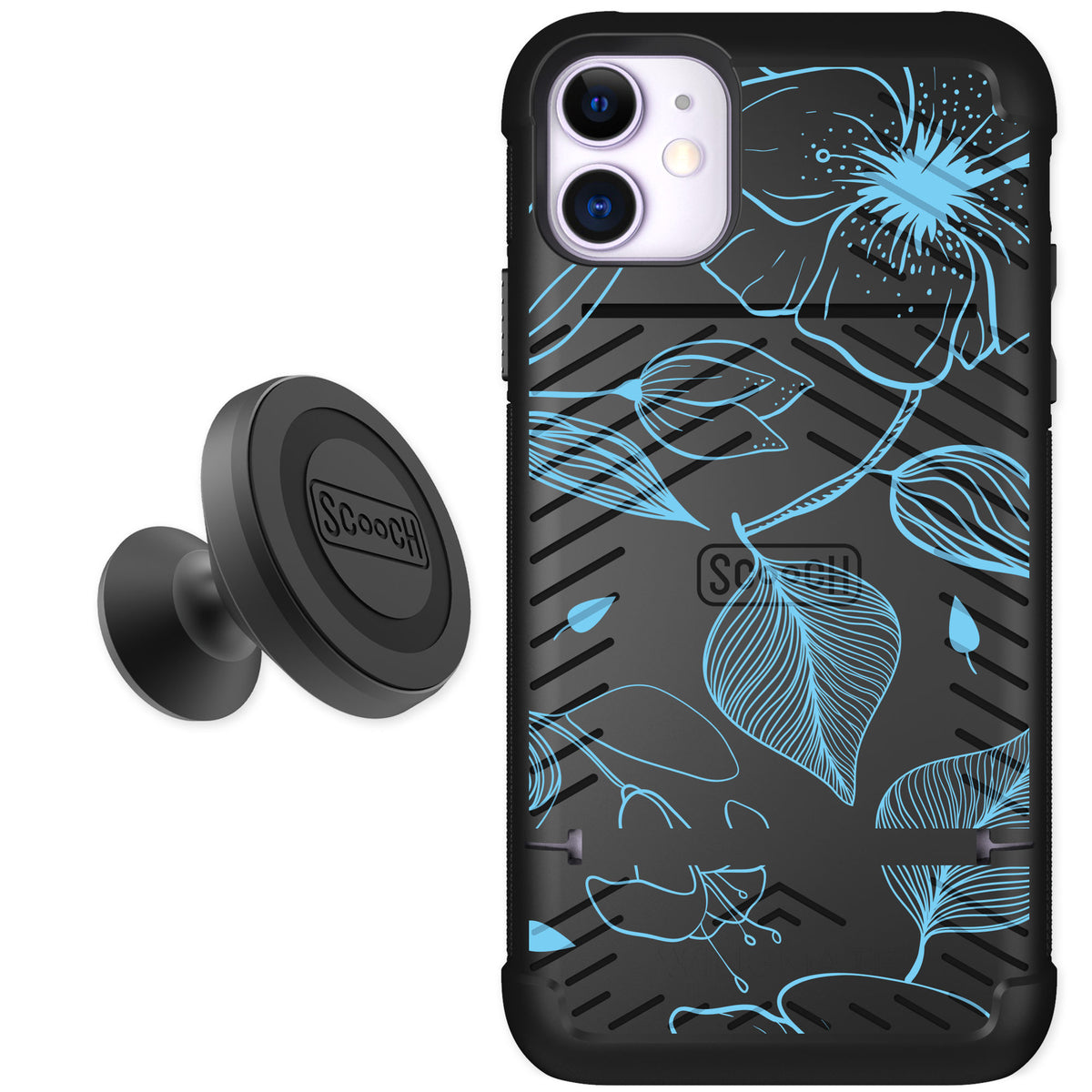 Scooch Wingmate Blue Hibiscus for iPhone 11 — Starter Bundle