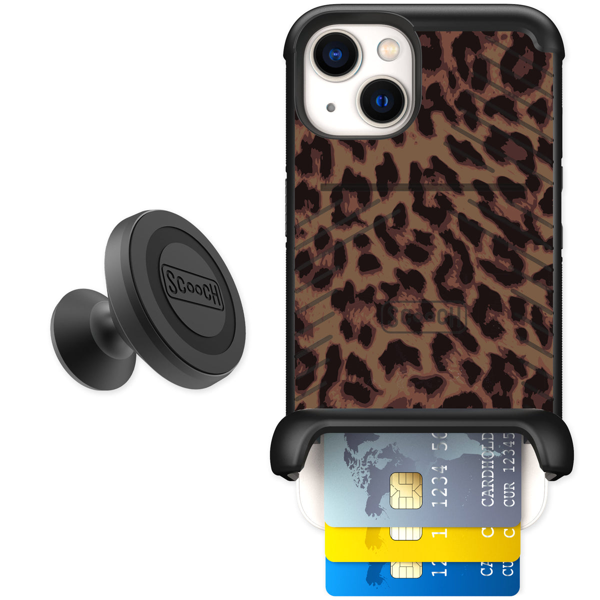 Scooch Wingmate Luxe Leopard for iPhone 13 — Starter Bundle
