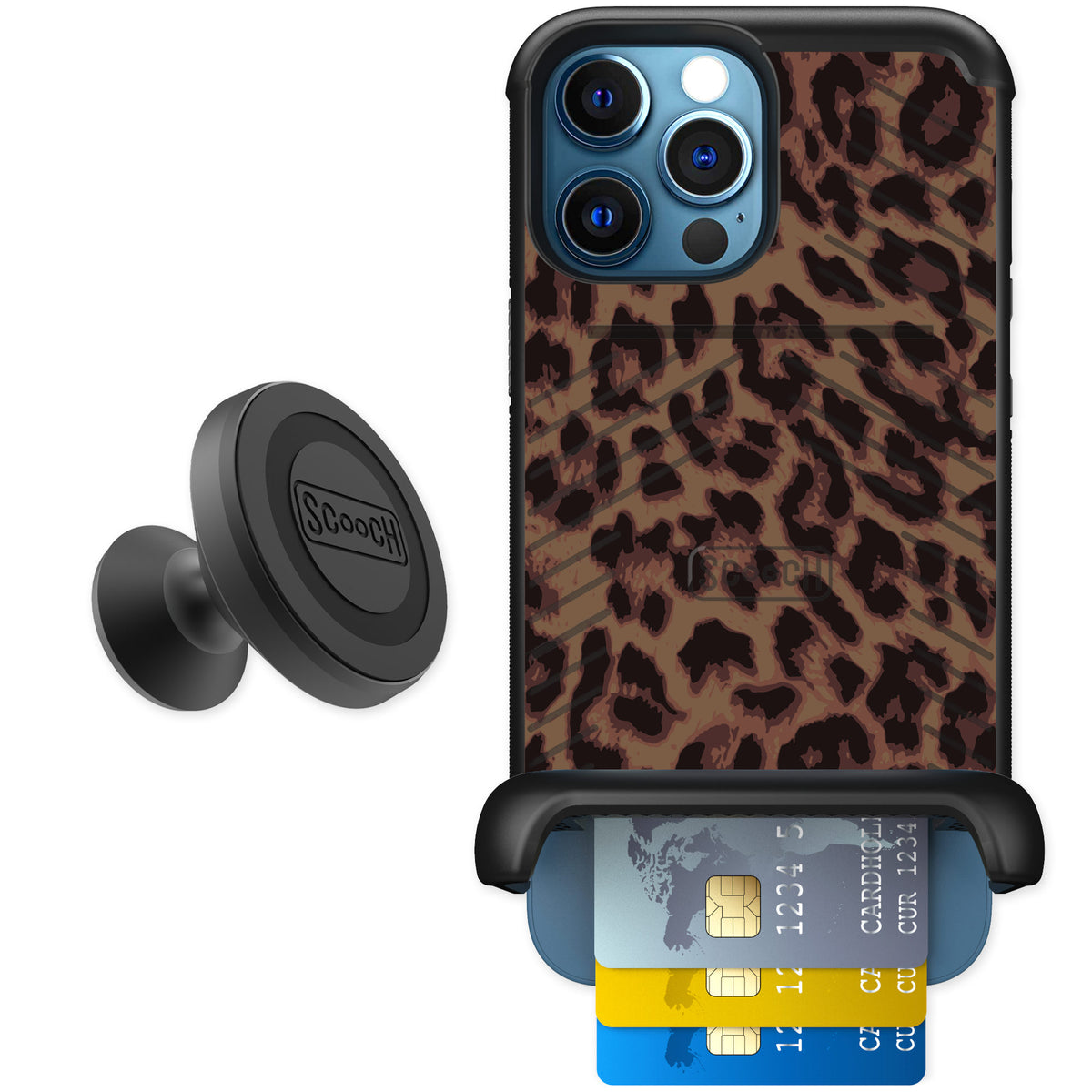 Scooch Wingmate Luxe Leopard for iPhone 12 Pro Max — Starter Bundle