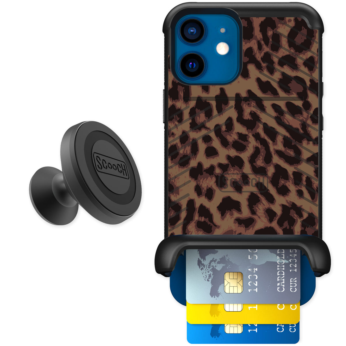 Scooch Wingmate Luxe Leopard for iPhone 12 — Starter Bundle