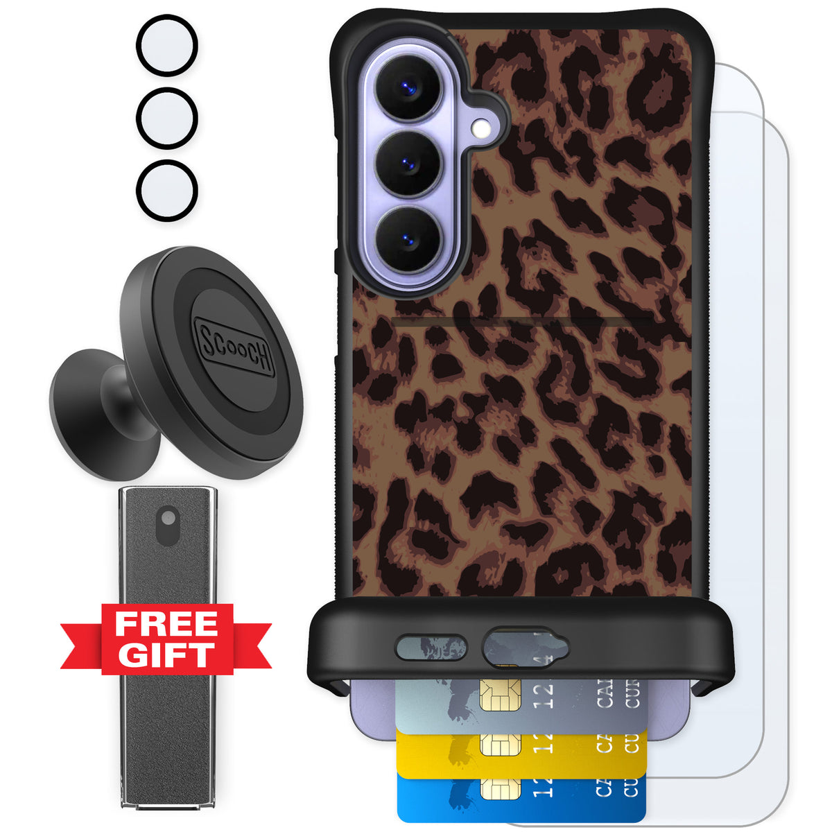 Scooch Wingmate Luxe Leopard for Galaxy S26+ — Defender Bundle