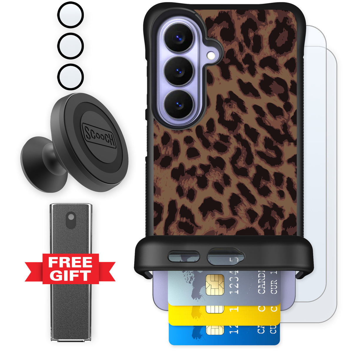 Scooch Wingmate Luxe Leopard for Galaxy S26 — Defender Bundle