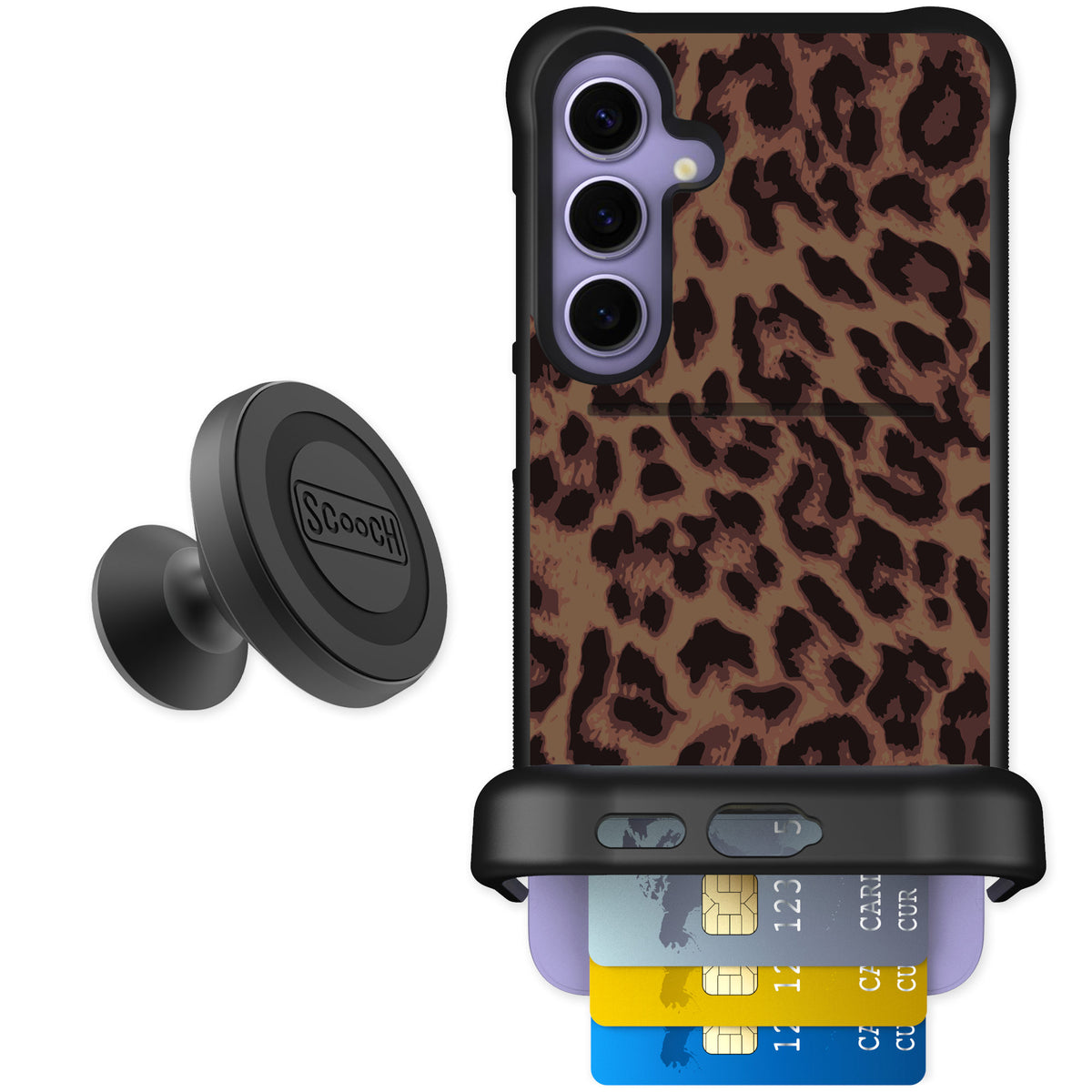 Scooch Wingmate Luxe Leopard for Galaxy S24+ — Starter Bundle