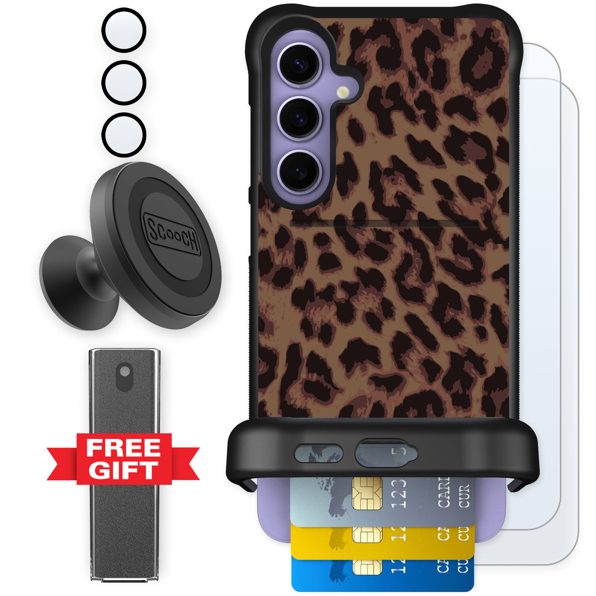 Scooch Wingmate Luxe Leopard for Galaxy S24+ — Defender Bundle