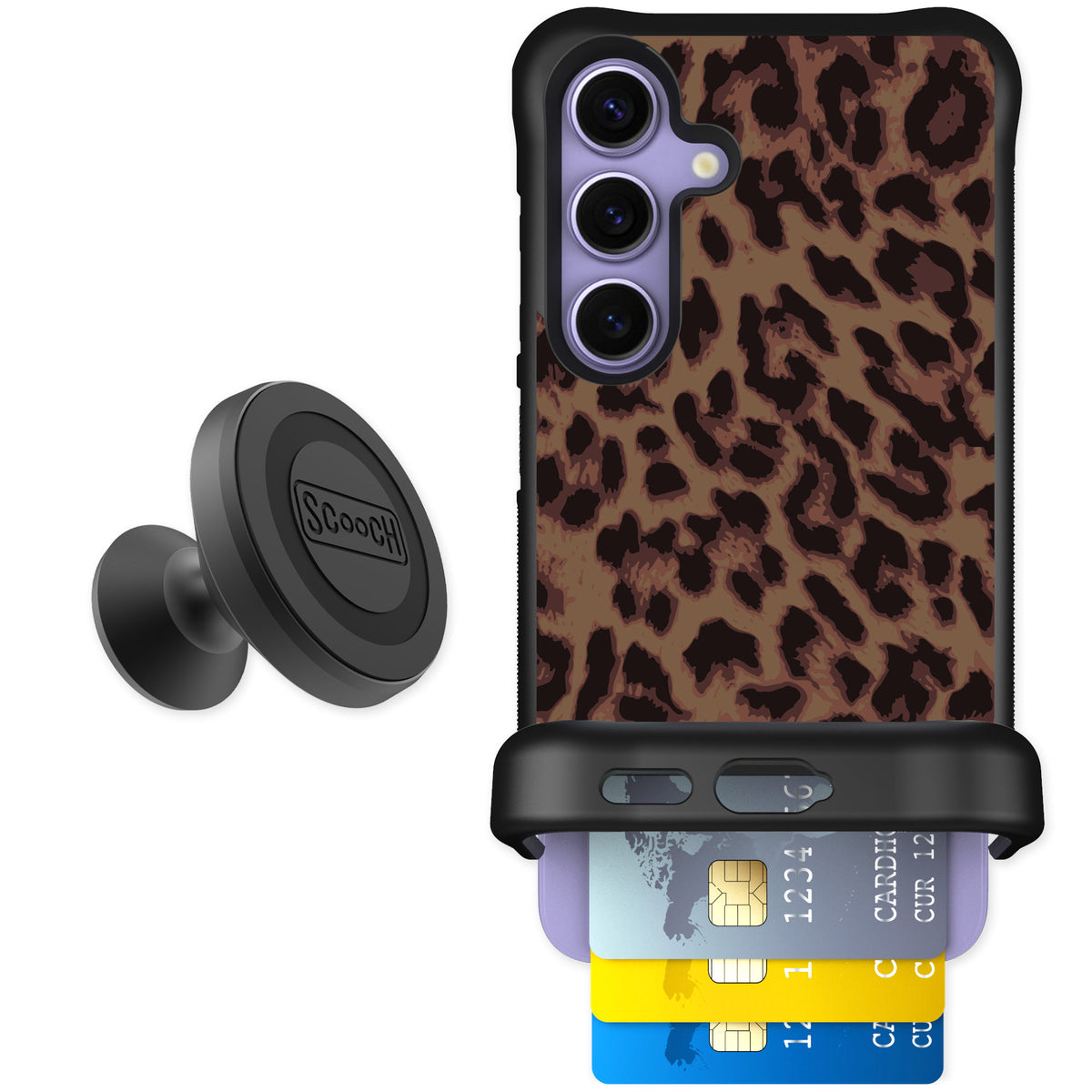 Scooch Wingmate Luxe Leopard for Galaxy S24 — Starter Bundle