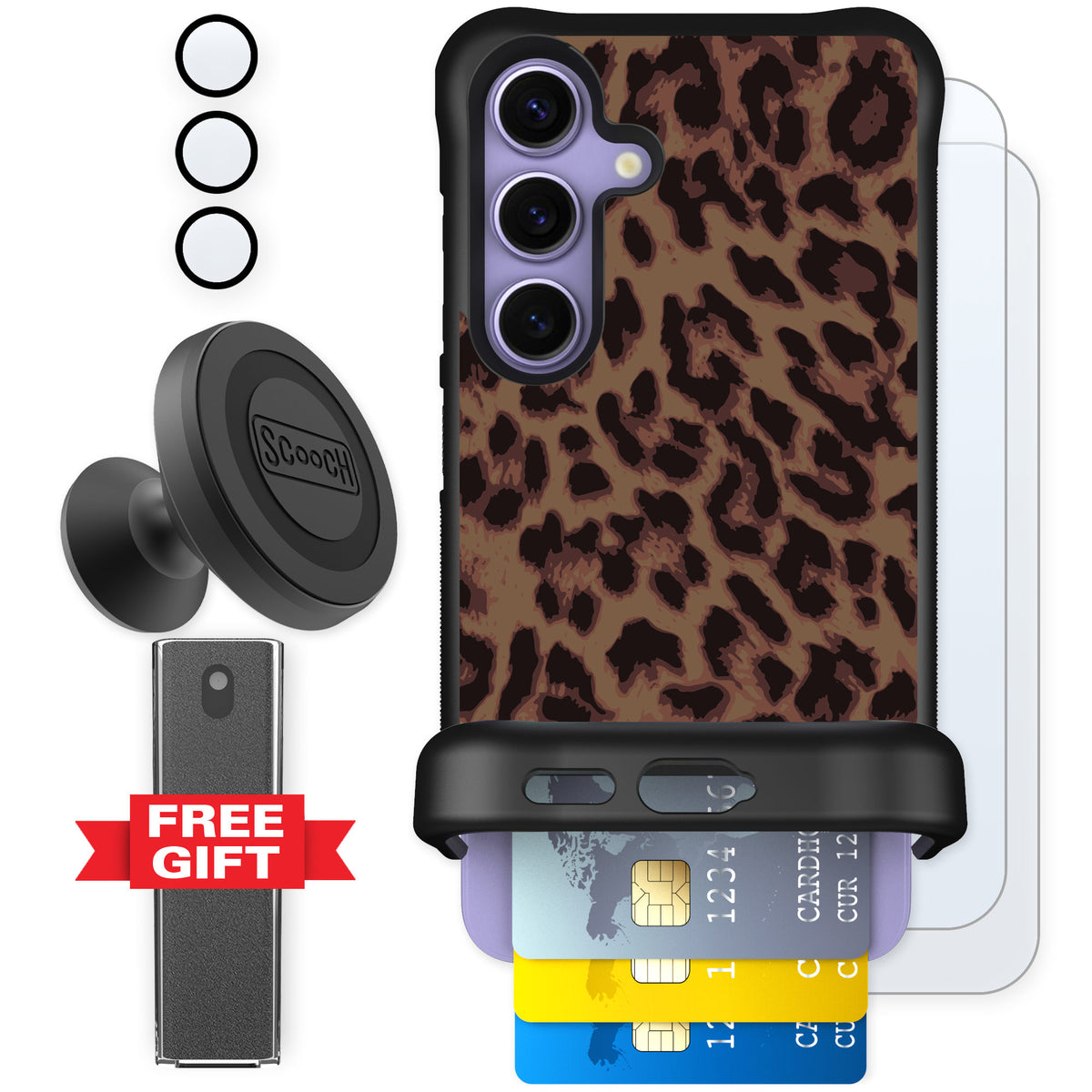 Scooch Wingmate Luxe Leopard for Galaxy S24 — Defender Bundle