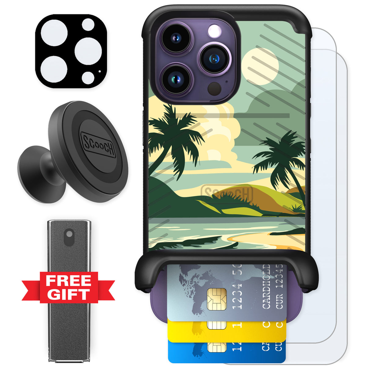 Scooch Wingmate Paradise Cove for iPhone 14 Pro — Defender Bundle