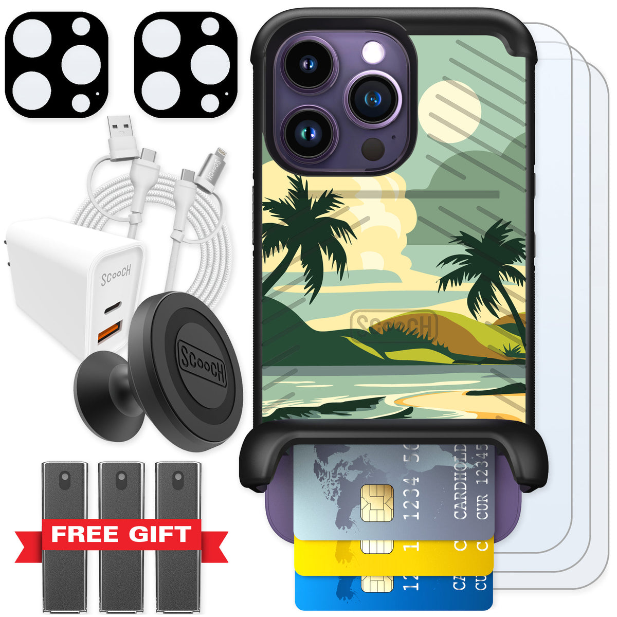 Scooch Wingmate Paradise Cove for iPhone 14 Pro — Ultimate Bundle