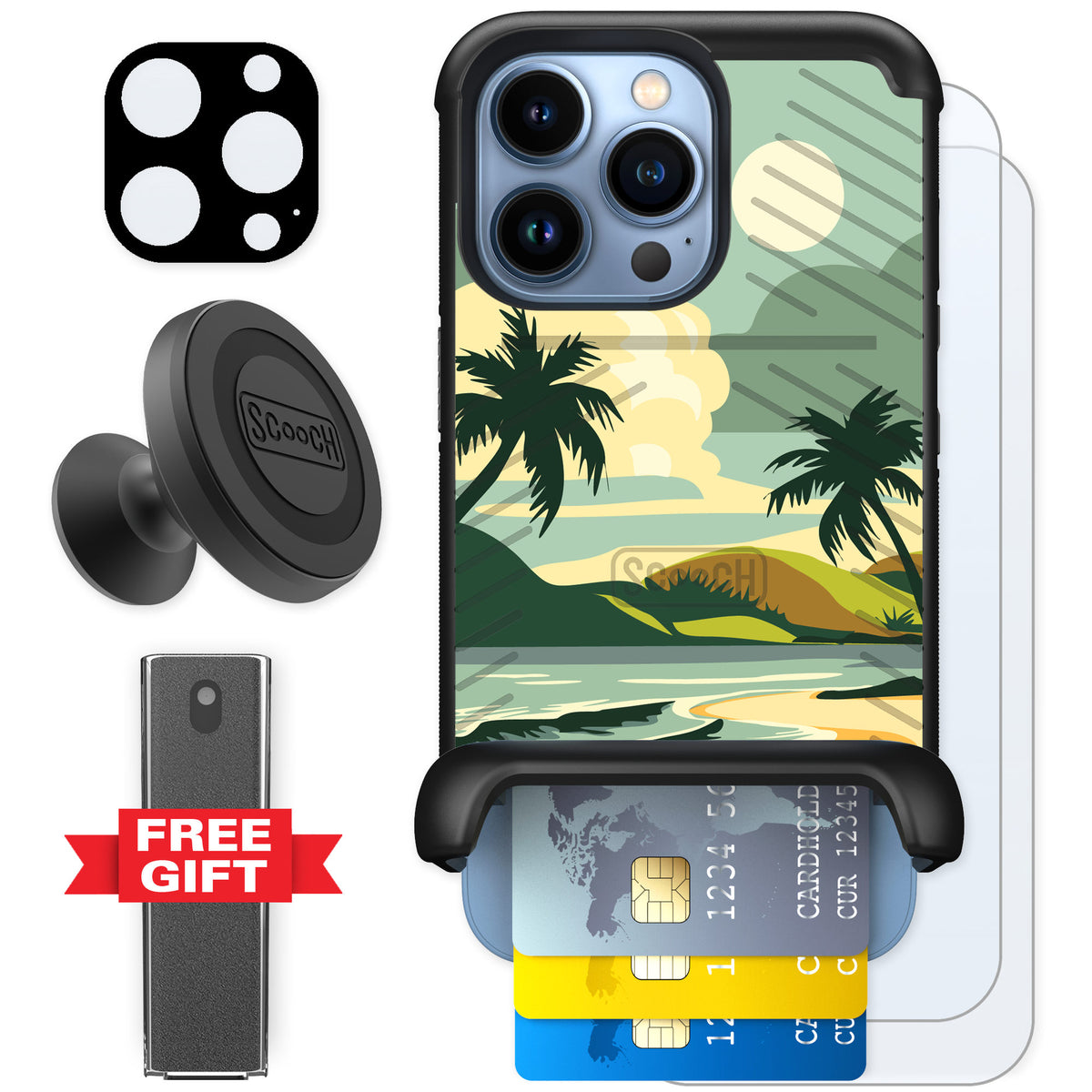 Scooch Wingmate Paradise Cove for iPhone 13 Pro — Defender Bundle