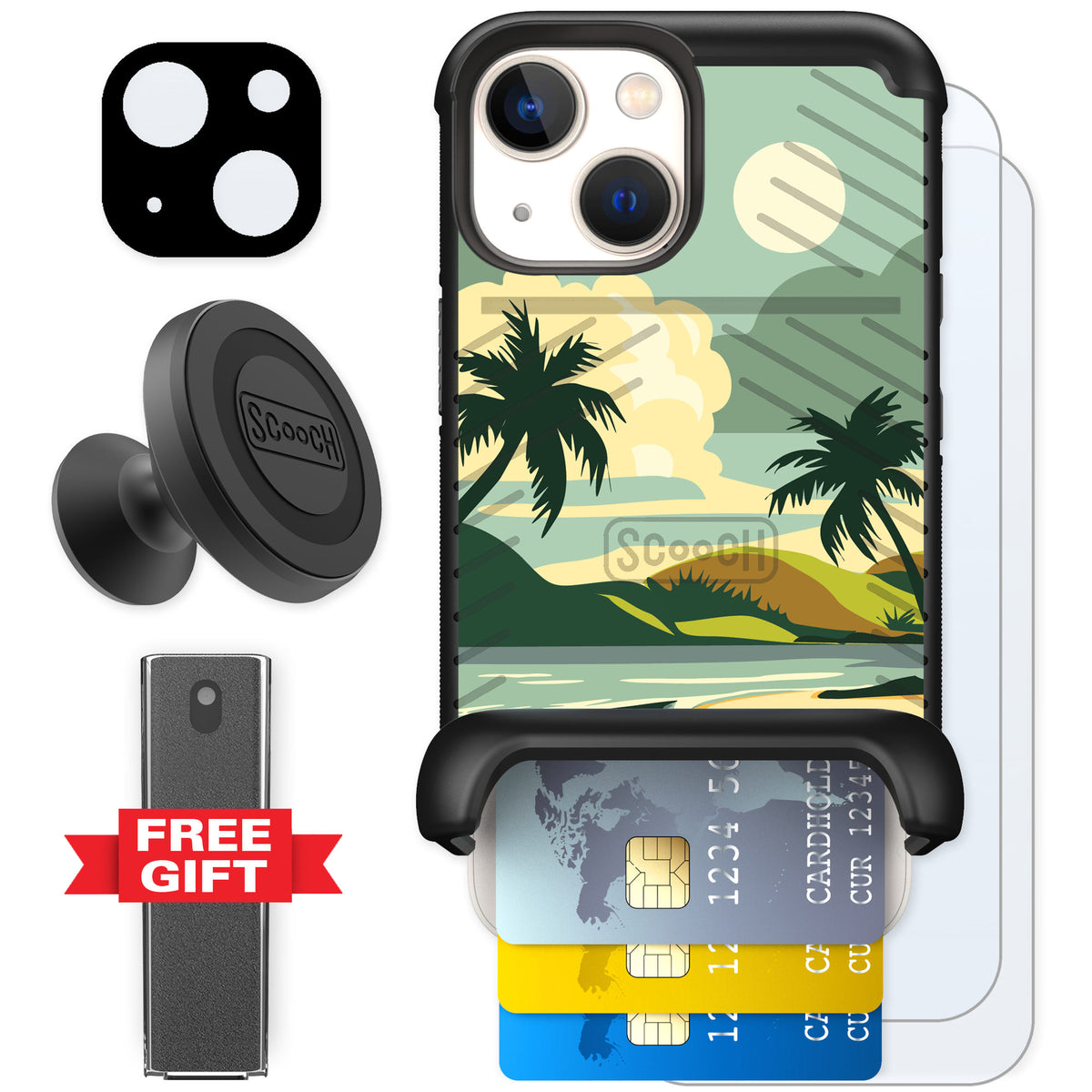 Scooch Wingmate Paradise Cove for iPhone 13 mini — Defender Bundle