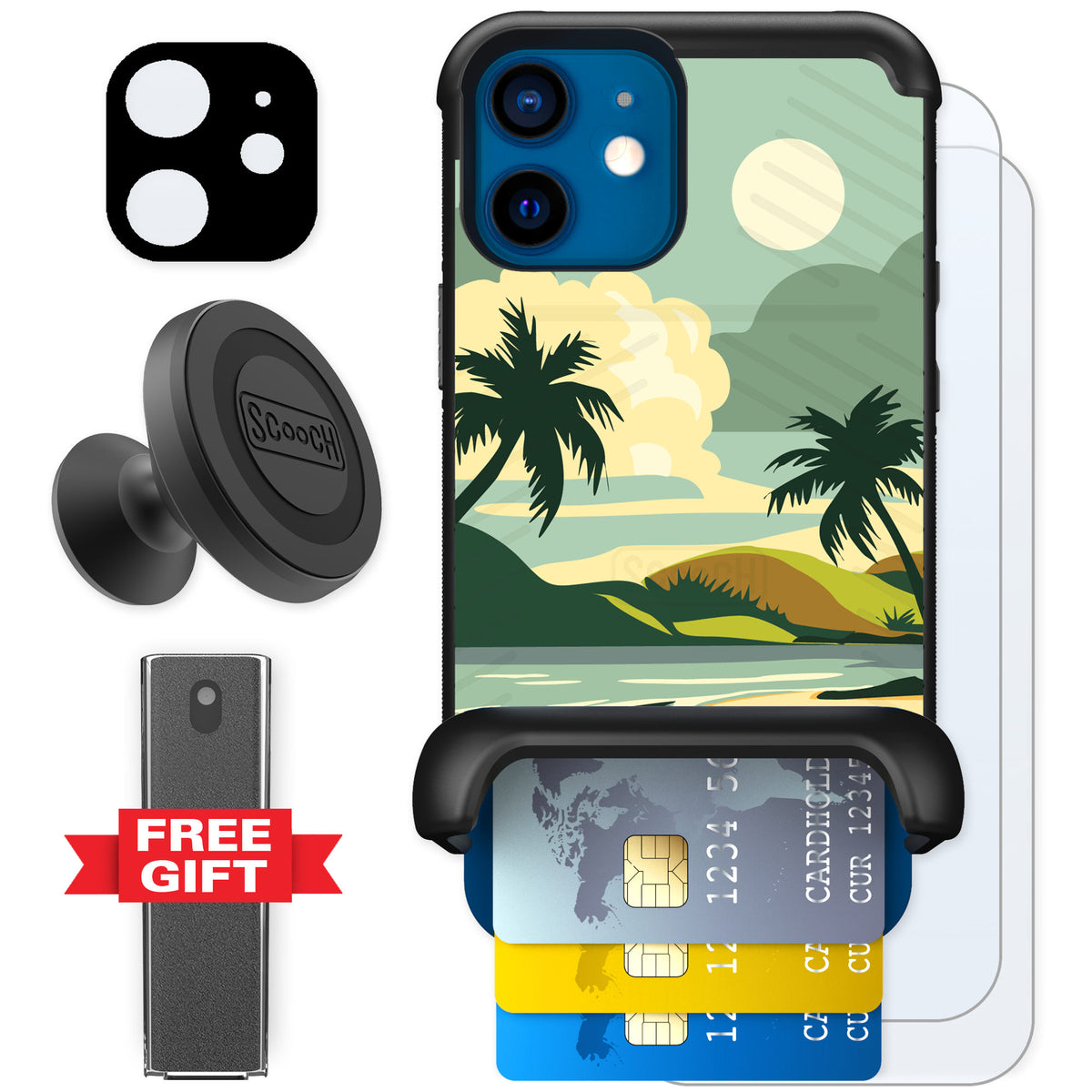 Scooch Wingmate Paradise Cove for iPhone 12 mini — Defender Bundle