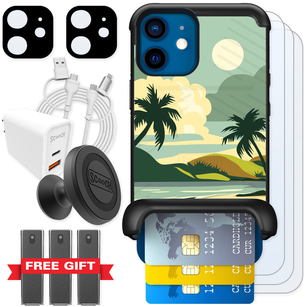 Scooch Wingmate Paradise Cove for iPhone 12 mini — Ultimate Bundle
