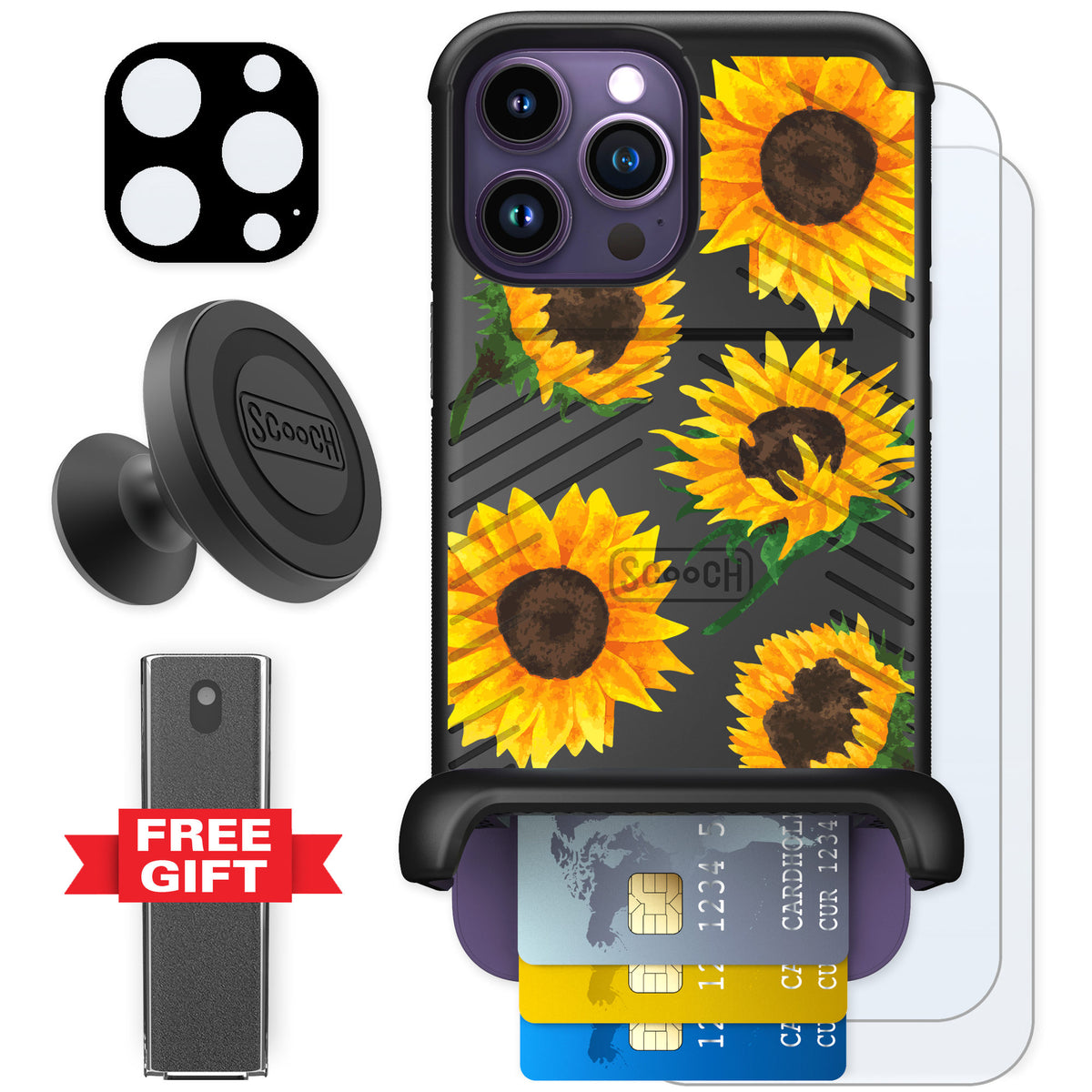 Scooch Wingmate Sunflower Frenzy for iPhone 14 Pro Max — Defender Bundle
