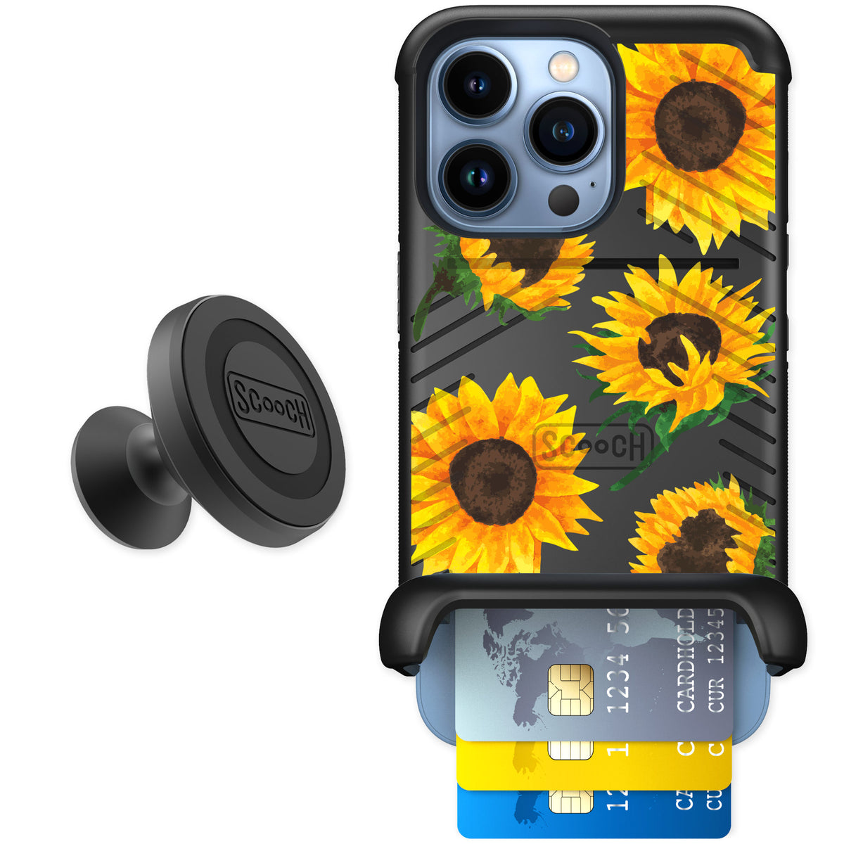 Scooch Wingmate Sunflower Frenzy for iPhone 13 Pro — Starter Bundle